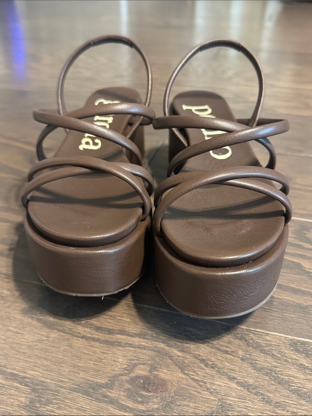 Pedro Garcia Brown Leather Strappy Platform Sandals - Picture 4 of 7